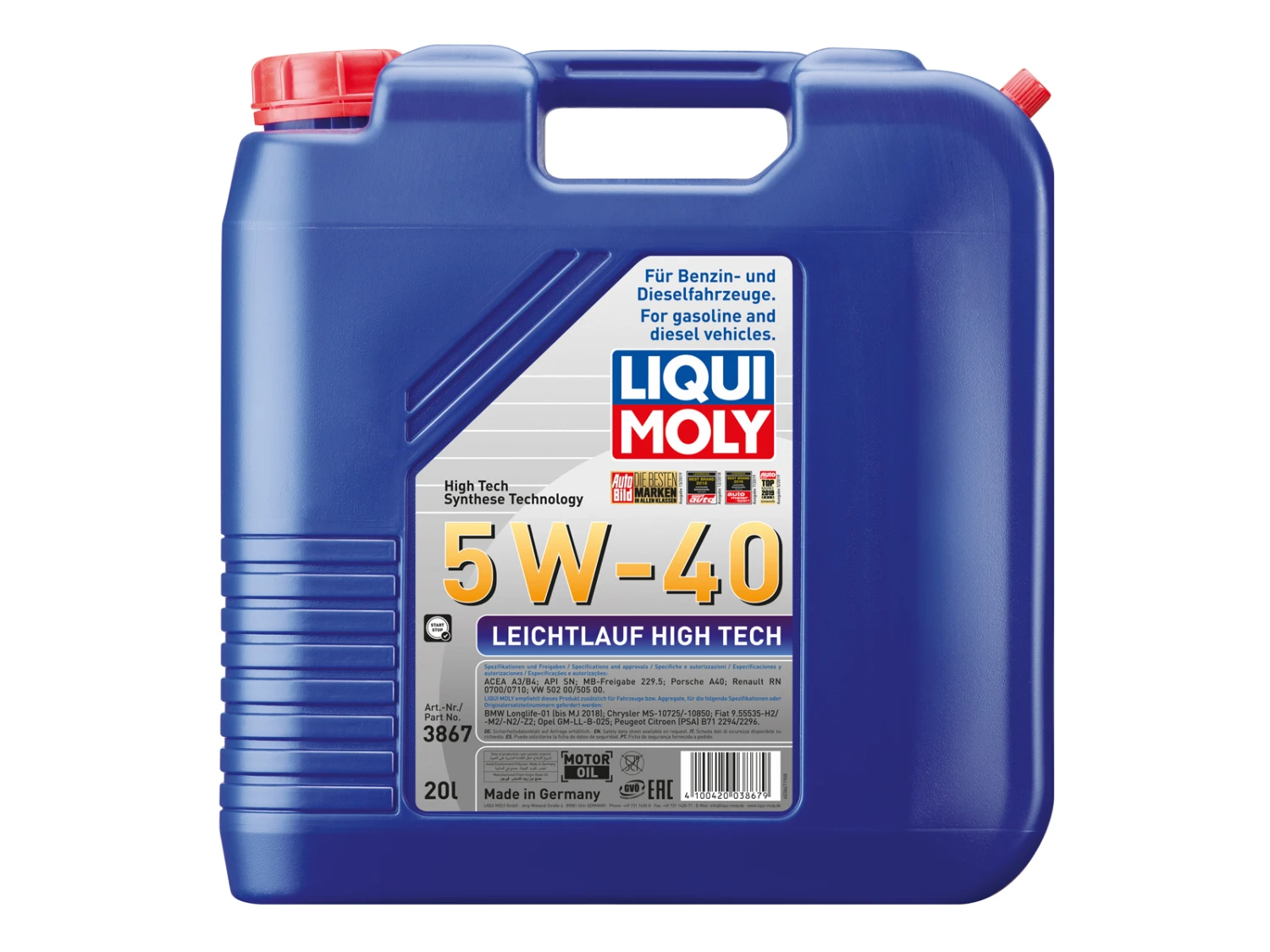 Liqui Moly Leichtlauf High Tech, 5W-40 Motoröl, 20-Liter - Art.Nr. 3867 5 Liqui Moly Leichtlauf High Tech, 5W-40 Motoröl, 20-Liter - Art.Nr. 3867 – Bild 3